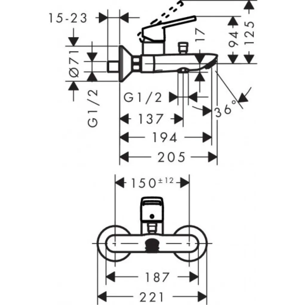 Змішувач для ванни одноважільний Hansgrohe Logis Loop (71244000)- Фото 2